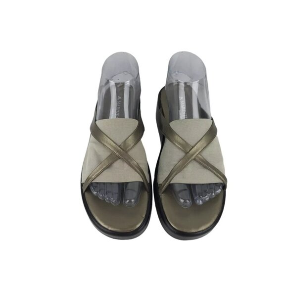 A. Marinelli Womens Brown‎ Slip On Cross Strap Wedge Slide Sandal Size US 8.5 M - Picture 4 of 9